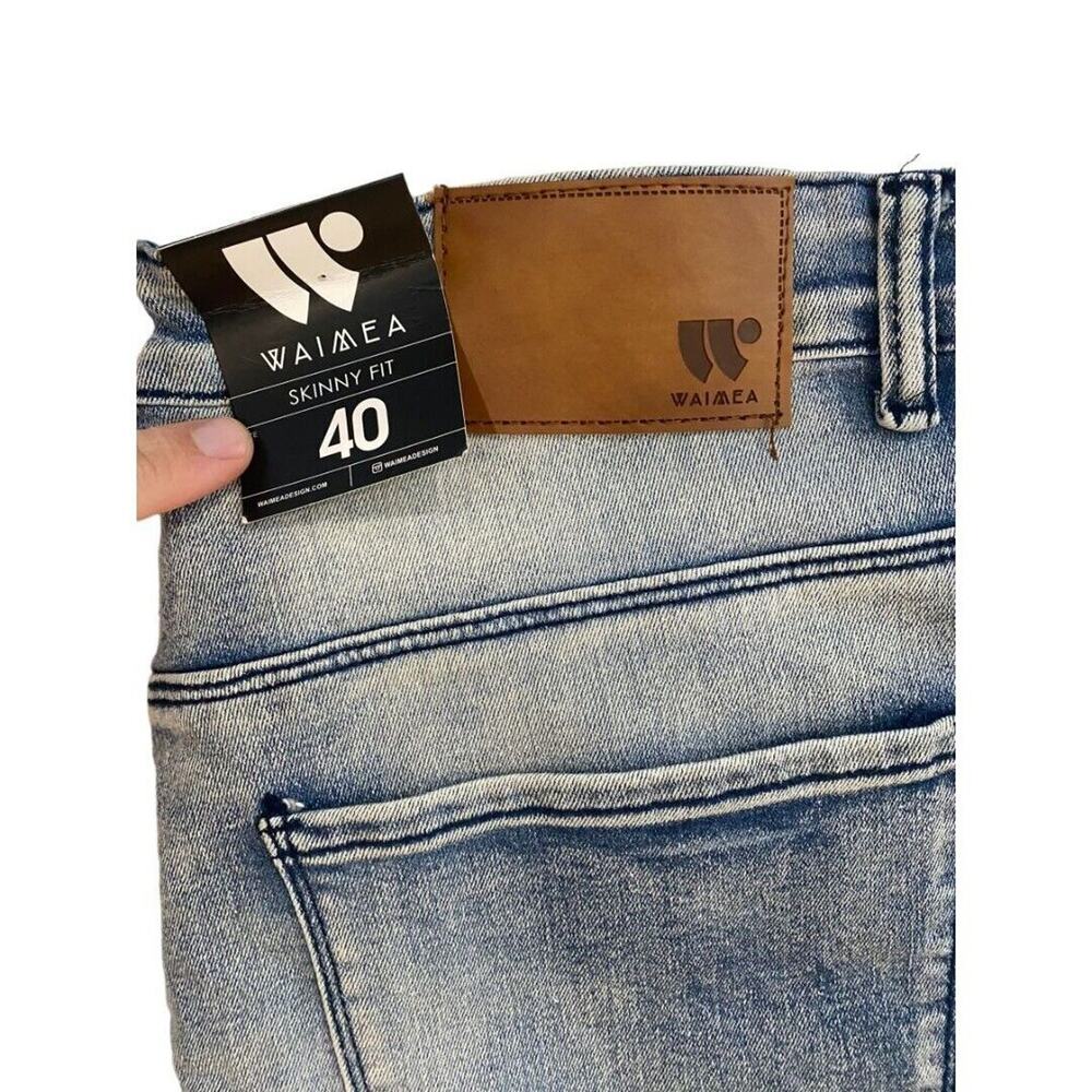 40 Waimea Casual Denim Jeans Distressed Skinny Fit Medium Wash Men's NWT - Picture 8 of 10